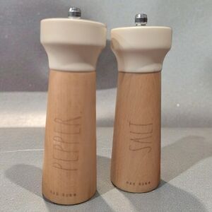 Rae Dunn Cream and Brown Salt and Pepper Mills